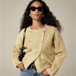 J. Crew Gold Teddy Jacket Plush Cropped Design
